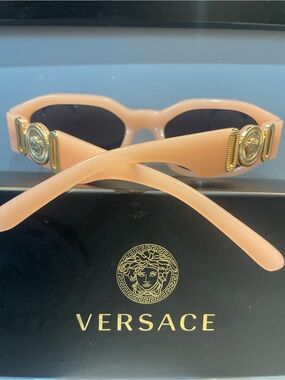 Versace Peach-Pink Sunglasses with Gold Medusa Accents
